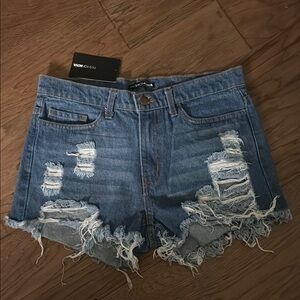 Fashion Nova Blue Distressed Jean Shorts